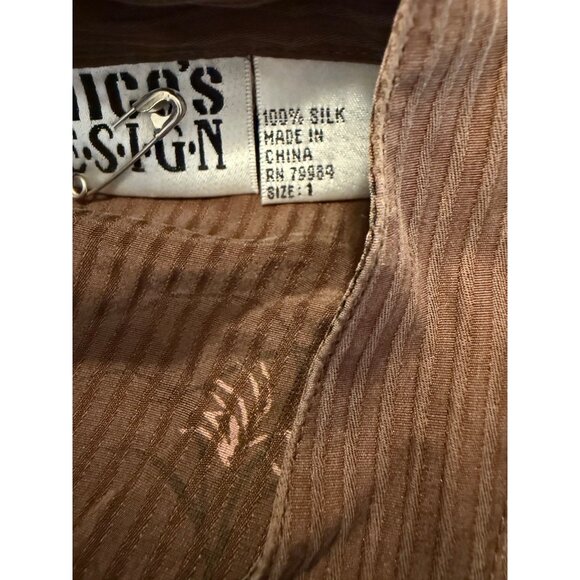 Chicos Silk kimono Artsy Asian-Inspired print 1 Mandarin Collar Long Tunic Y2k - Picture 9 of 12